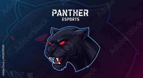 Panther Esports Logo Fierce Black Panther Head Illustration.