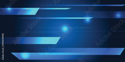Futuristic Blue Technology Background with Glowing Light Lines and Diagonal Shapes, Abstract Digital Motion, Speed, and Modern Tech Graphic Design