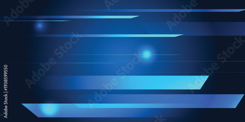 Futuristic Blue Technology Background with Glowing Light Lines and Diagonal Shapes, Abstract Digital Motion, Speed, and Modern Tech Graphic Design