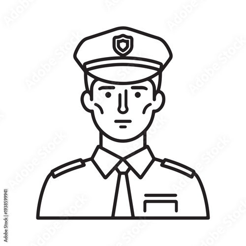 Minimalist Police Officer Portrait Line Art
