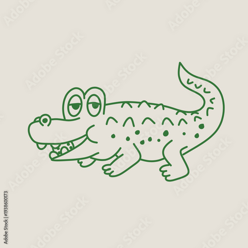 hand drawn crocodile doodle cartoon illustration