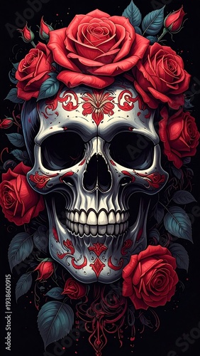 Skull adorned with roses (1)