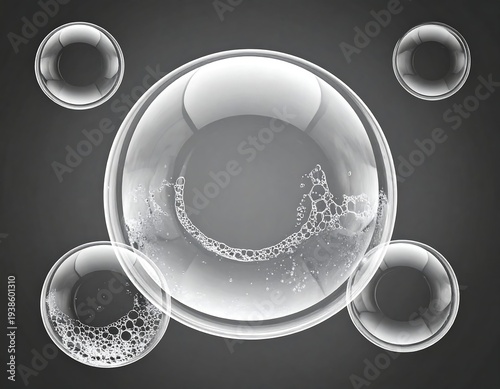 Soap bubbles on dark background