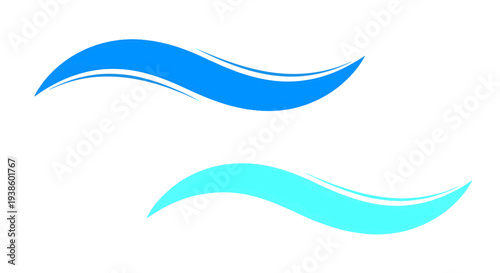 Abstract Flowing Curves in Shades of Vibrant Blue and Cyan Suggesting Smooth Motion and Fluid Dynamics Isolated on a Clean White Background Representing Energy and Flow