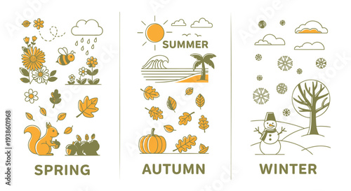 Set of 36 seasonal icons vector