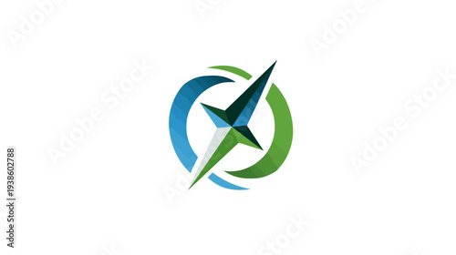 A vibrant logo featuring a star within a segmented circle, with blue, green, and white colors