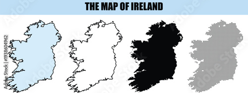 Ireland Map Collection: Various Styles of Island Nation Outline