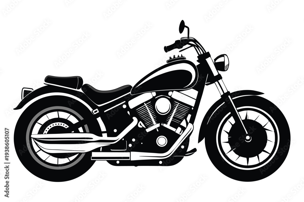 Obraz premium harley davidson bike silhouette line art vector illustration with a white background