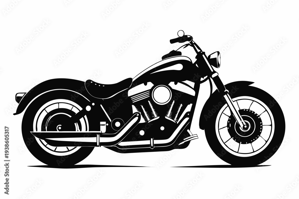 Obraz premium harley davidson bike silhouette line art vector illustration with a white background