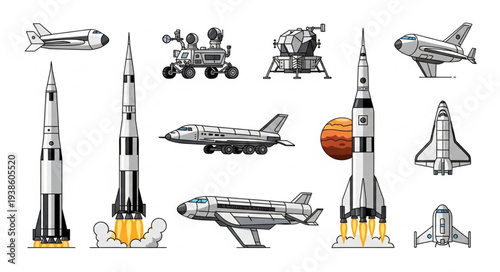 Collection of Space Exploration Vehicles and Aircraft.