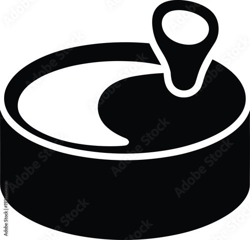 Canned food icon, pull tab lid, packaging symbol, tin can illustration, black and white design, food storage graphic, container logo