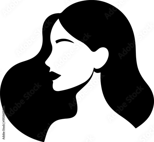 woman face profile silhouette icon