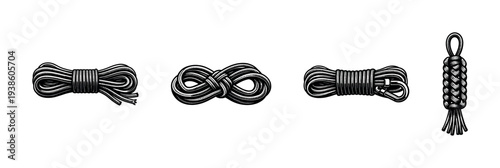 Set of decorative knots illustrations in black and white vector style