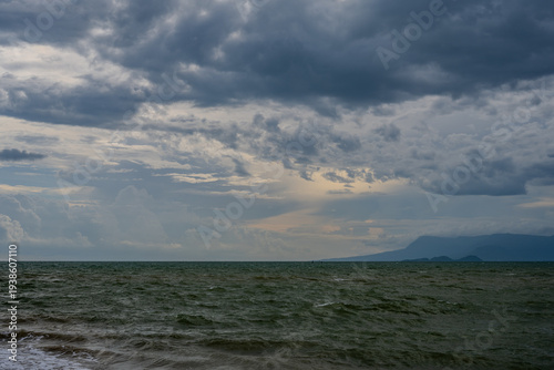 Stormy sea under dramatic cloudy sky