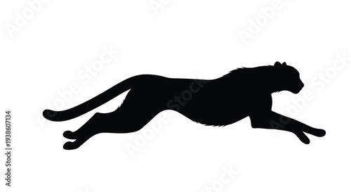A sleek black silhouette of a cheetah mid leap showcasing its power