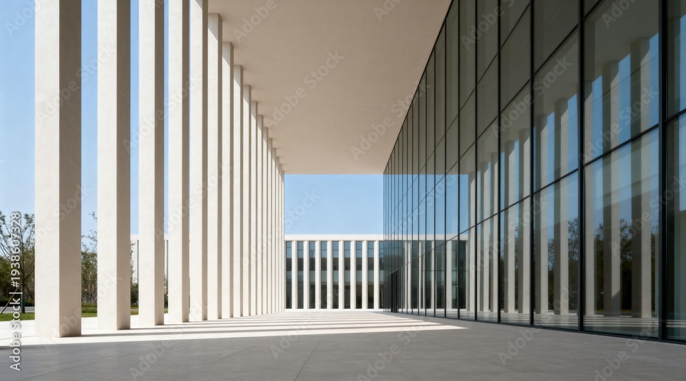 Fototapeta premium Modern Architectural Design with Glass and Columns