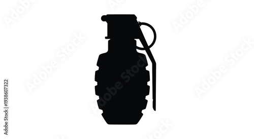 Silhouette of a classic hand grenade against a white background
