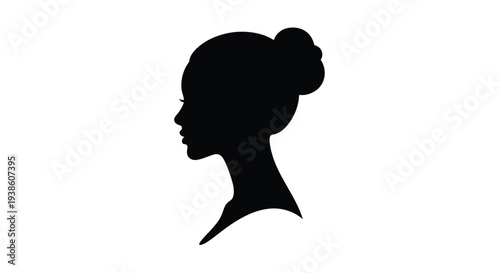 Silhouette of a woman s head and neck in profile view