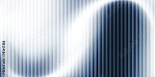 Monochrome waves with transparent vertical layering and soft opacity shifts. Abstract distorted glass effect, minimal and textured in grayscale palette. Vector illustration for futuristic design