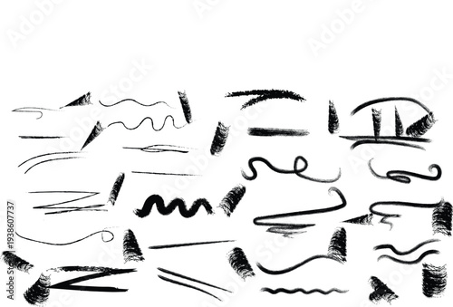 Abstract black and white brush stroke patterns on white background brush strokes