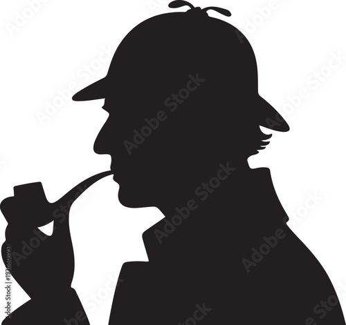 Sherlock Holmes silhouette, high quality. black vector