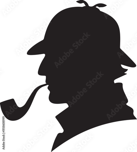 Sherlock Holmes silhouette, high quality. black vector