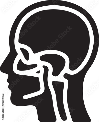 sinusitis emblem, black isolated silhouette. black vector