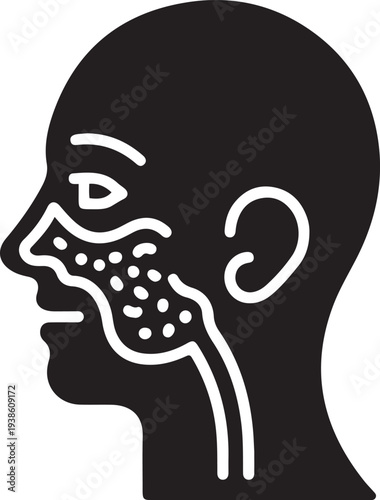 sinusitis emblem, black isolated silhouette. black vector