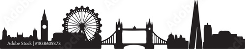 london skyline emblem, black isolated silhouette. black vector