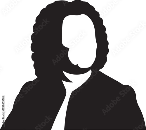 Tableau sur toile Johann Sebastian Bach silhouette. black vector