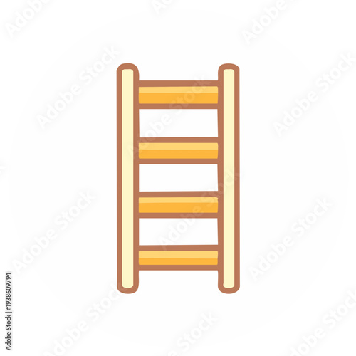 Wooden Ladder Icon Stairway Step for Progress Achievement or Climbing Support