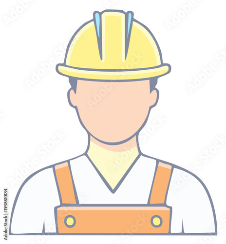 Faceless person with hardhat and workwear protective clothing tradesman illustration