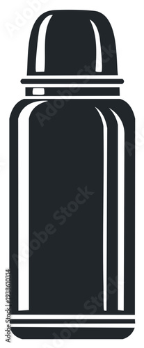 Minimalist Thermos Bottle Vector Icon for Hot and Cold Beverages Illustration