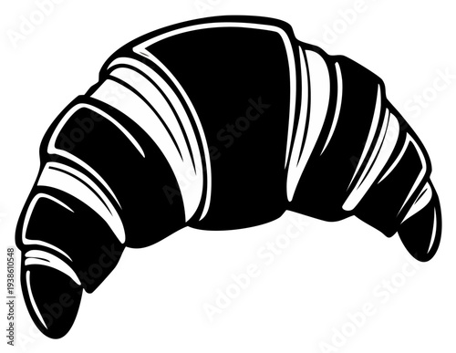 Silhouette illustration of a croissant pastry