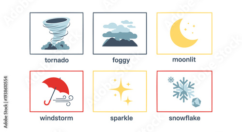 Set of 6 weather icons vector