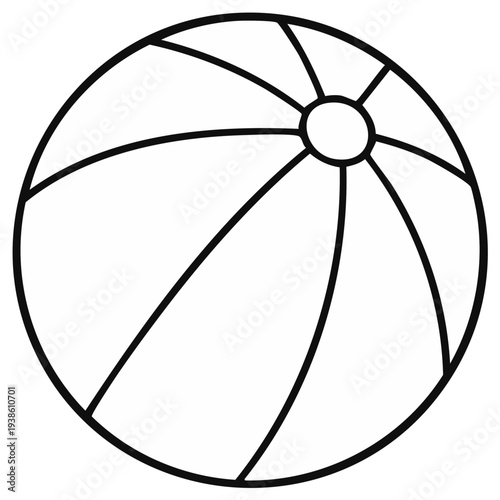 Simple Outline of a Classic Beach Ball