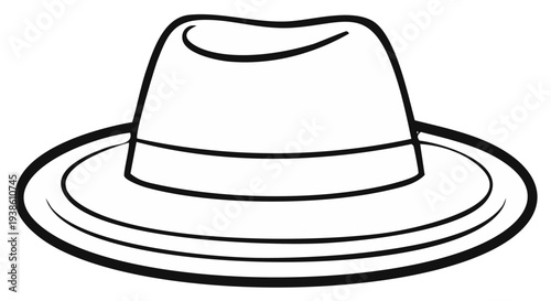 Outlined vintage fedora hat illustration