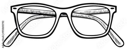 Hand Drawn Sketch of Eyeglasses with Clear Lenses