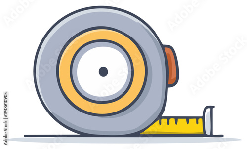 Illustrated cartoon style tape measure. Measuring tool illustration
