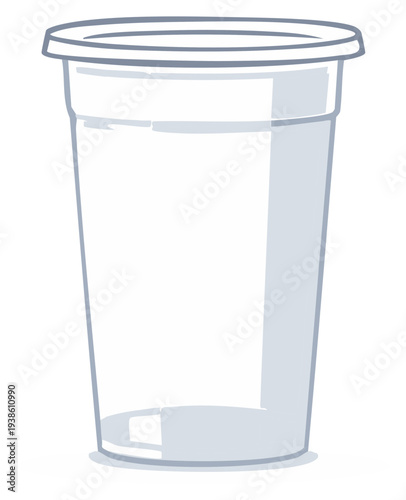 Clear disposable plastic cup with lid for cold drinks illustration