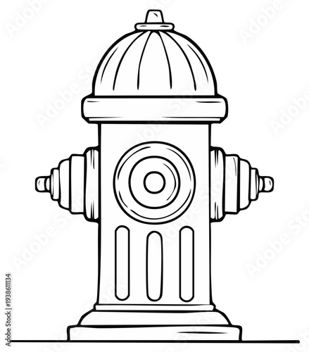 Illustrated depiction of a fire hydrant in a line drawing style