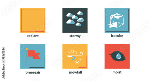 Set of 6 weather icons vector