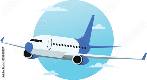 Airplane flying in the sky illustration