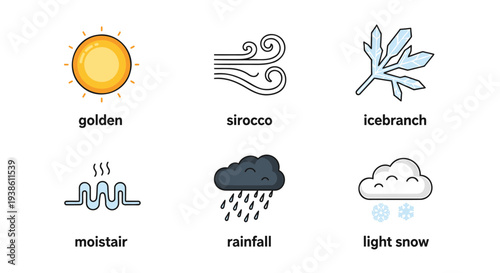 Set of 6 weather icons vector
