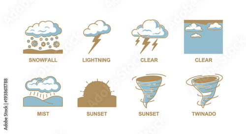 Set of 8 weather icons vector