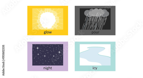 Set of 4 weather icons vector