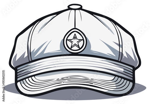 Gray Stylish Baseball Cap with Star Emblem Fashionable Headwear Illustration