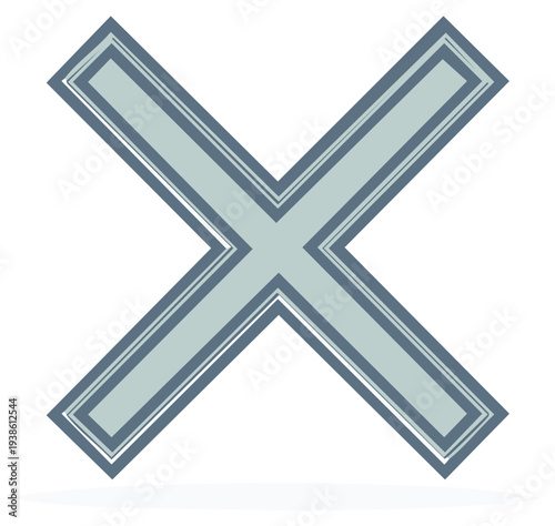 Grunge Style X Mark Illustration in Grey and Blue A Symbol For Deletion Or Cross Out