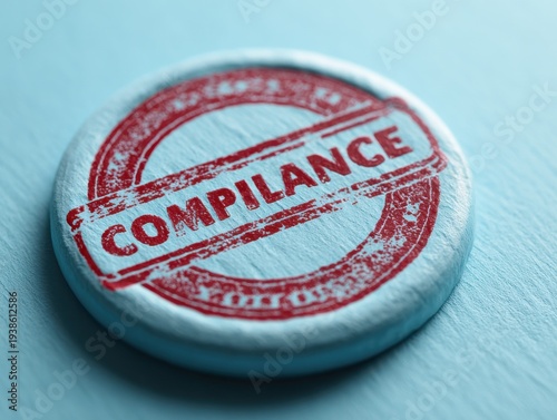 compliance stamp approved isolated on a light blue background