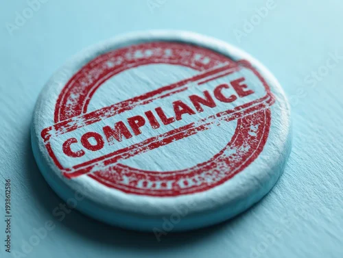 Fototapeta samoprzylepna compliance stamp approved isolated on a light blue background